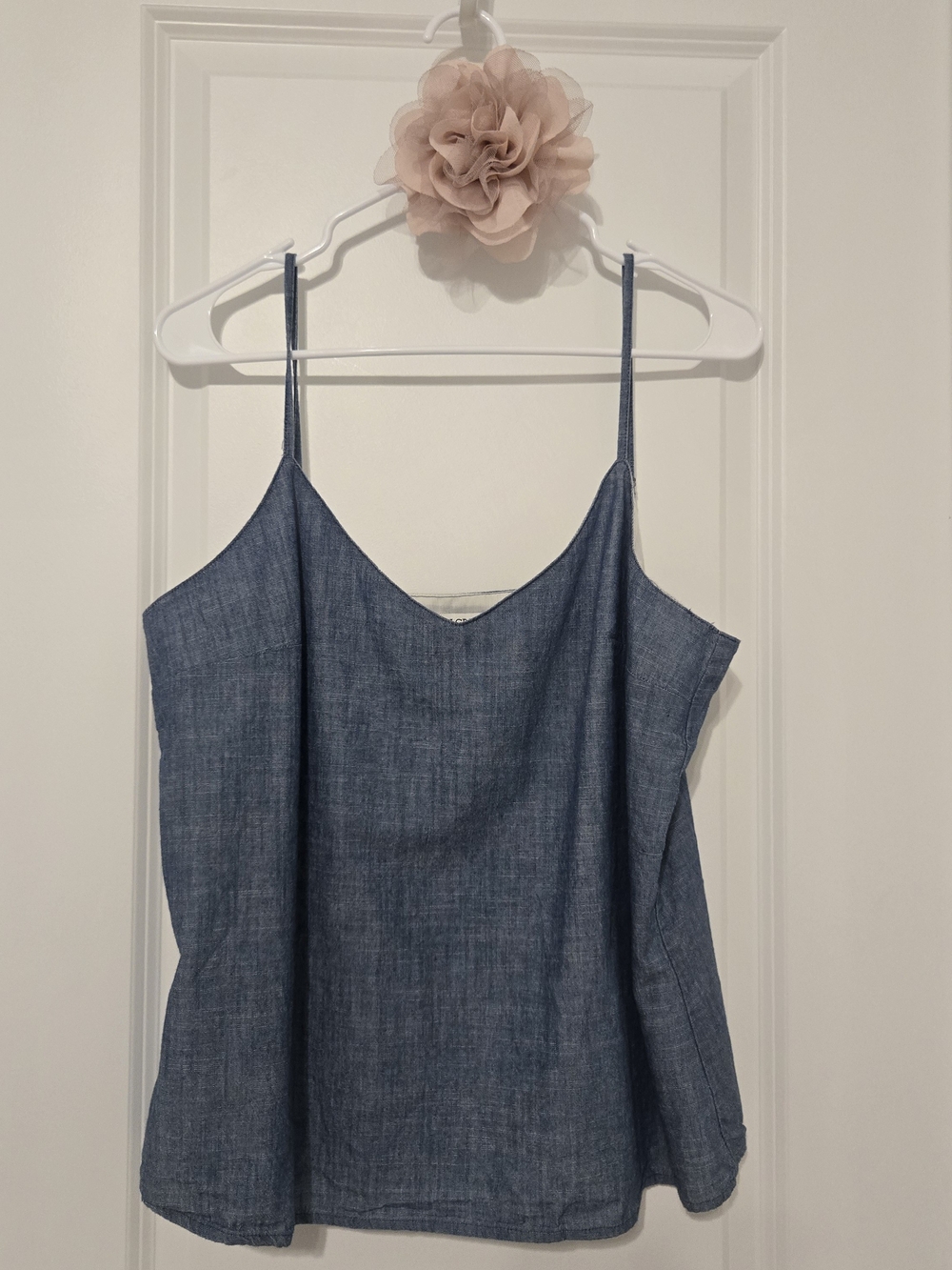 J. Crew Blue Chambray Spaghetti-Strap V-Neck Tank